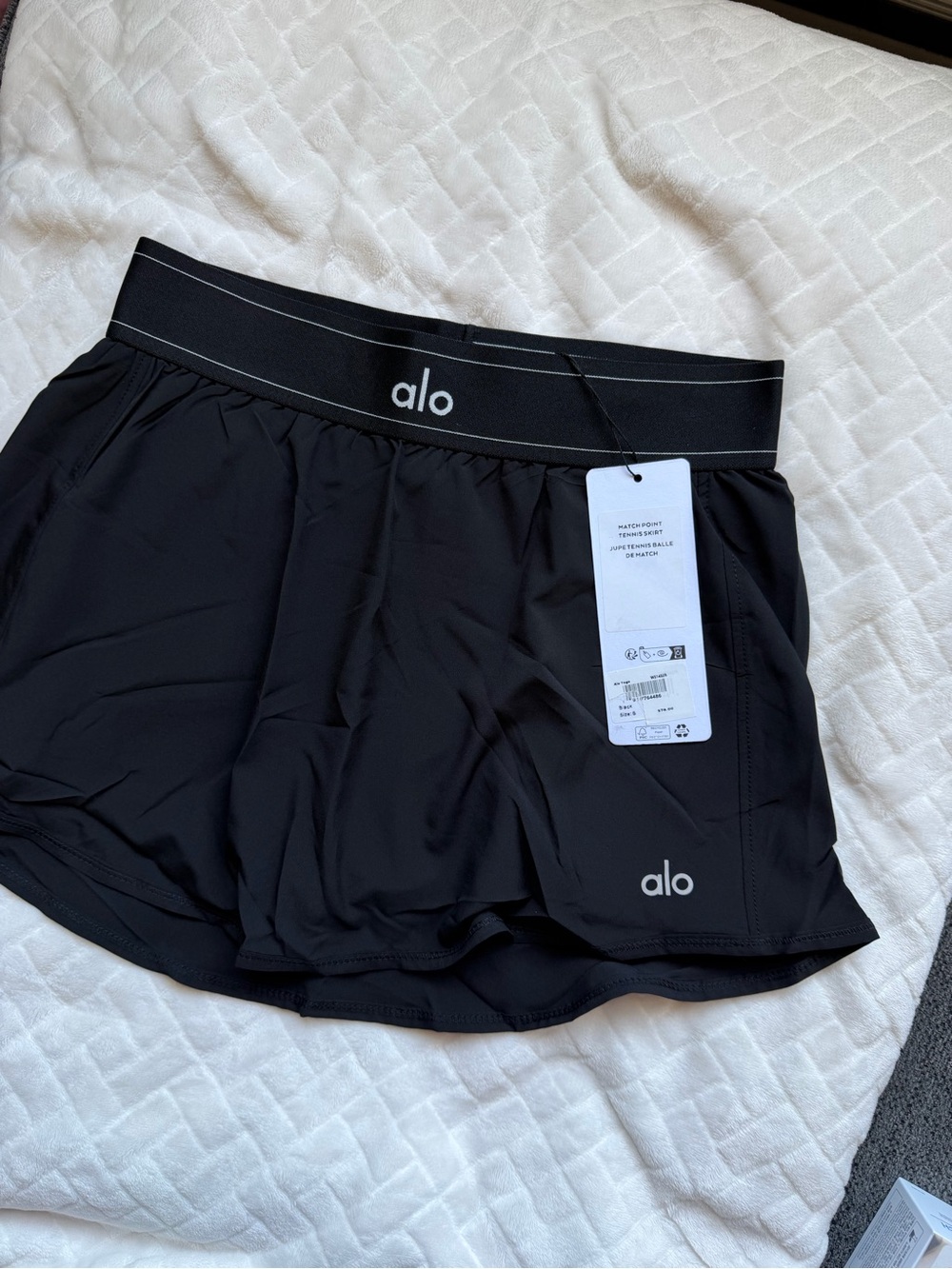 Alo Black Active Skort with Logo Waistband